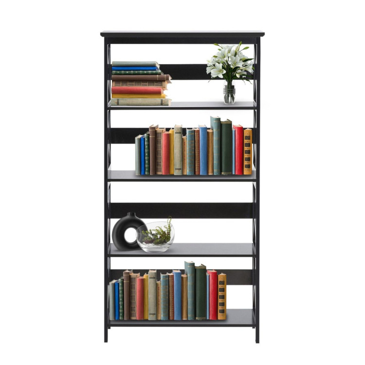 Sarantino Daphne 5-Tier Cross Panel Bookshelf image 9