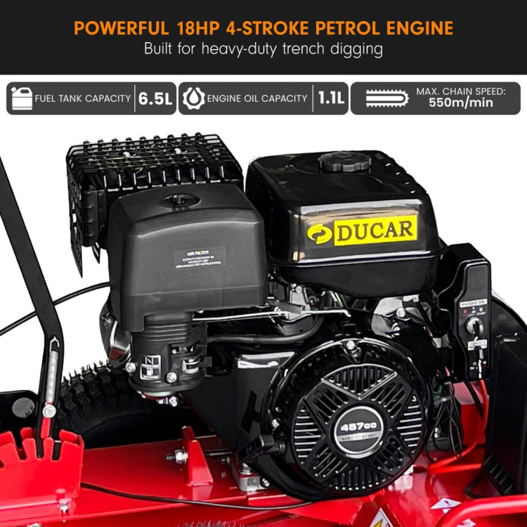 Ducar Trench Digger 457cc 18HP 4-Stroke Key Start, Petrol Trencher Machine image 8