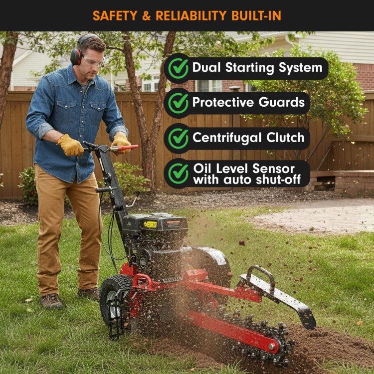 Ducar Trench Digger 457cc 18HP 4-Stroke Key Start, Petrol Trencher Machine image 11