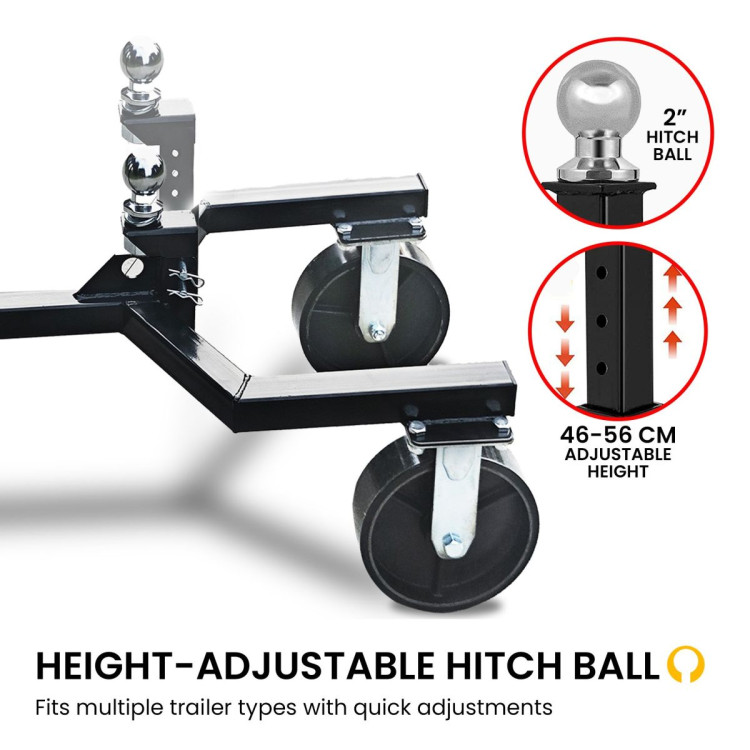 Kartrite Trailer Dolly Adjustable 2-Inch Hitch Ball 1500kg (3500lbs) Tongue Weight Capacity 8 Inch Swivel Wheels Mover image 7