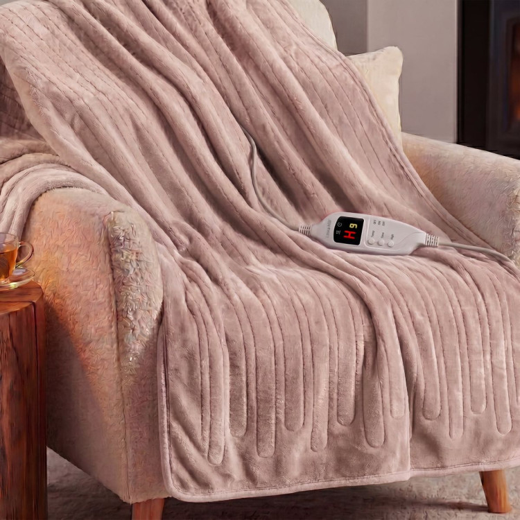 Laura Hill Electric Heated Blanket Throw Soft Coral Fleece w/ 9 Heat Settings - Pink image 7