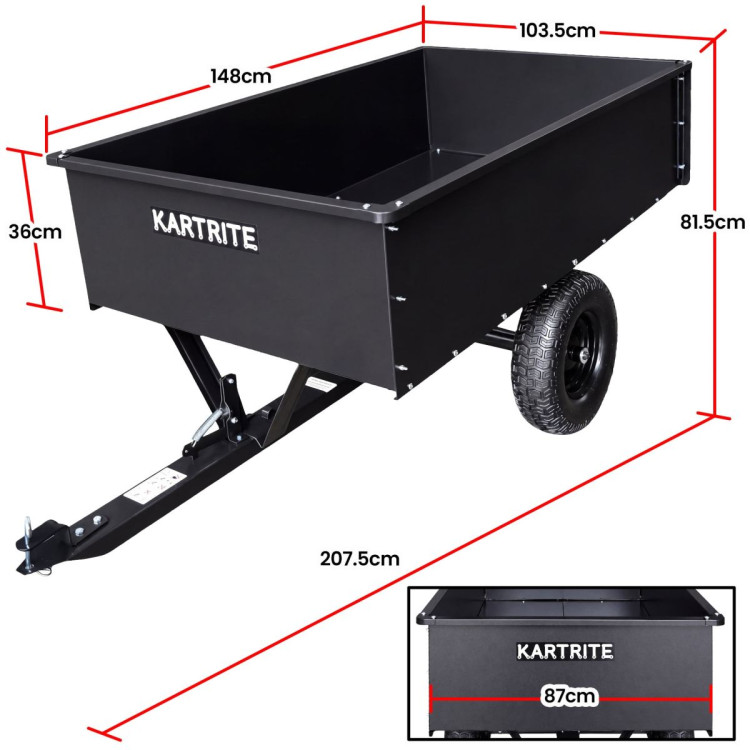 Kartrite 816kg Heavy-Duty Steel Dump Cart with Quick-Release Dumping Handle image 4