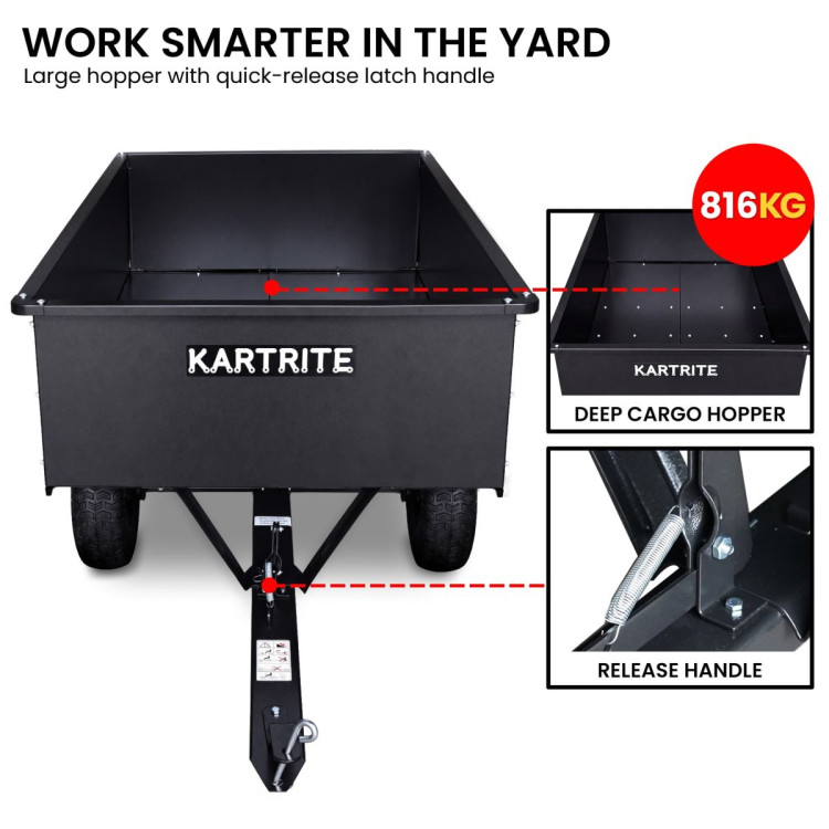 Kartrite 816kg Heavy-Duty Steel Dump Cart with Quick-Release Dumping Handle image 5