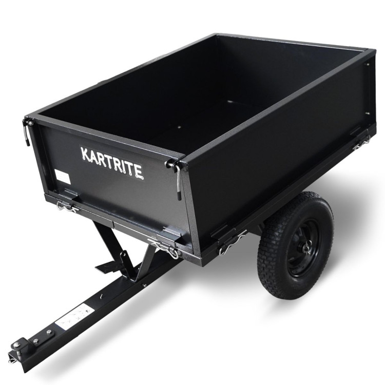 Kartrite Heavy Duty Dump Cart 270kg Capacity Pneumatic Tyres Quick Release Pedal Removable Tailgate Trailer for Garden image 4