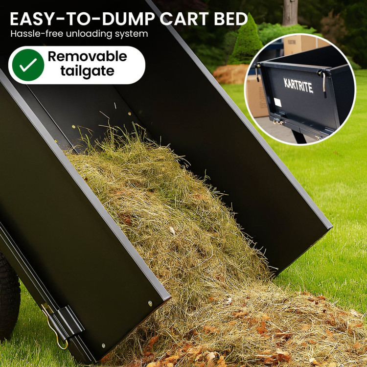 Kartrite Heavy Duty Dump Cart 270kg Capacity Pneumatic Tyres Quick Release Pedal Removable Tailgate Trailer for Garden image 9