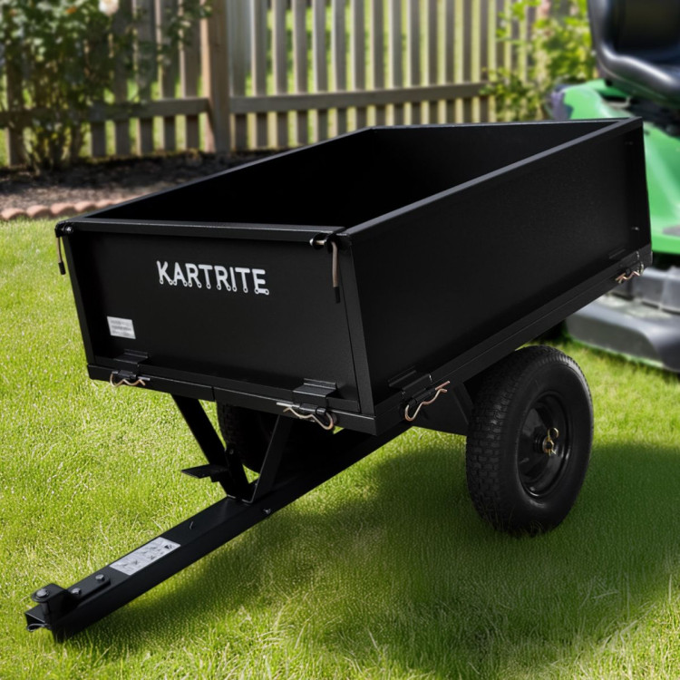 Kartrite Heavy Duty Dump Cart 270kg Capacity Pneumatic Tyres Quick Release Pedal Removable Tailgate Trailer for Garden image 10