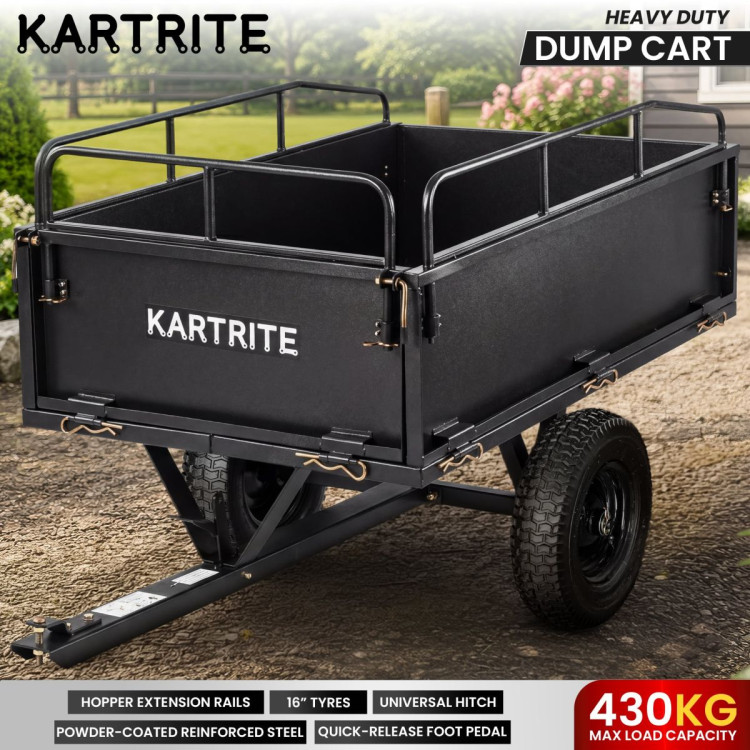 Kartrite 430kg Heavy-Duty Steel Dump Cart with Foot Pedal Dumping System image 11