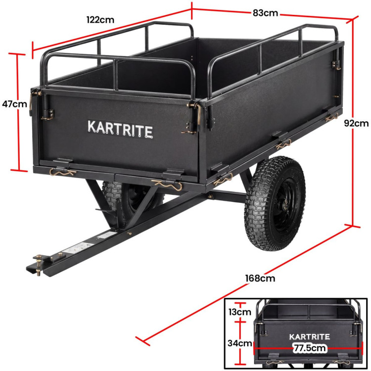 Kartrite 430kg Heavy-Duty Steel Dump Cart with Foot Pedal Dumping System image 4