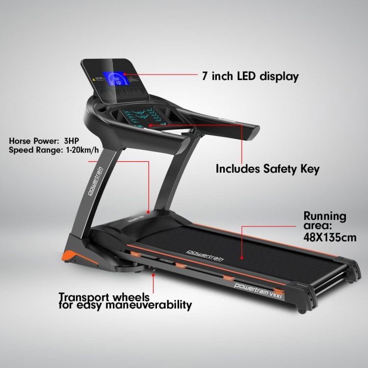 PowerTrain Treadmill V100 Cardio Running Exercise Fitness Home Gym image 5