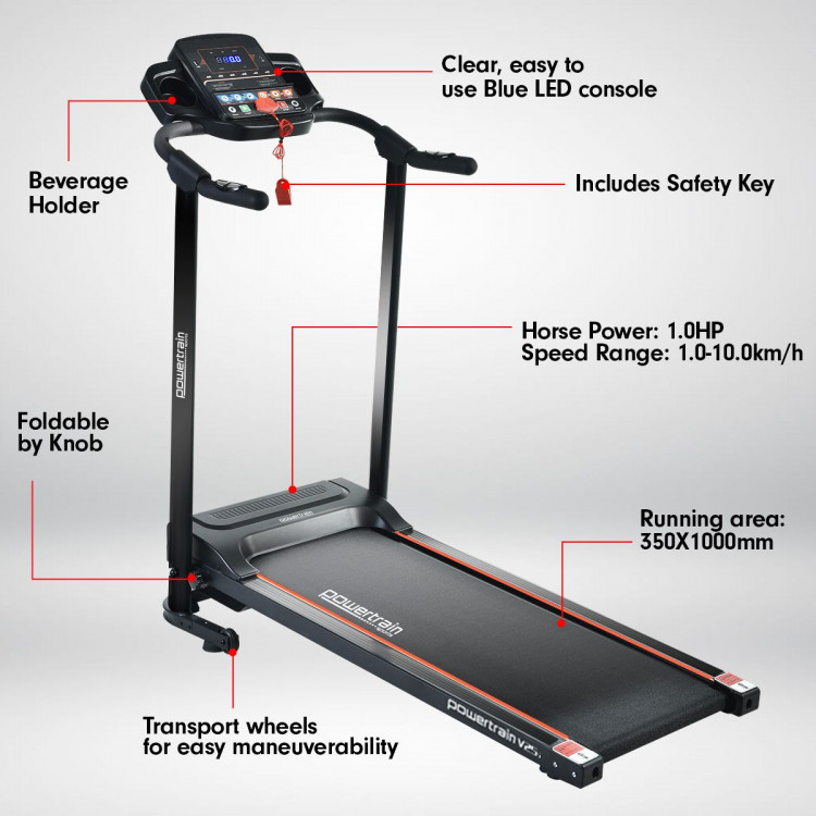 PowerTrain Treadmill V25 Cardio Running Exercise Fitness Home Gym image 4