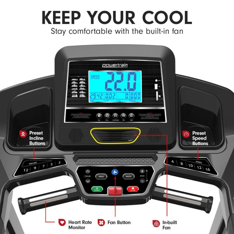 Powertrain K2000 Treadmill w/ Fan & Auto Incline Speed 22km/h image 12