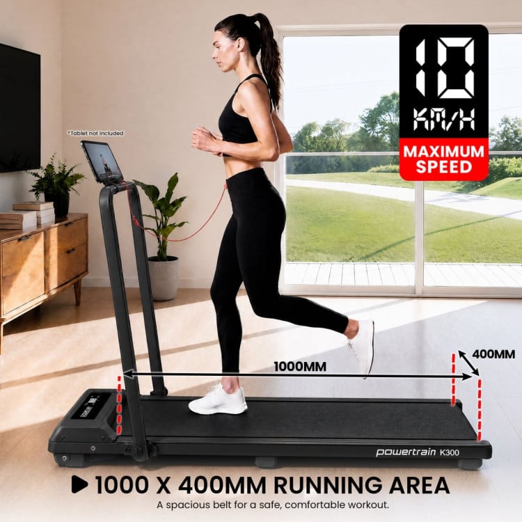 Powertrain K300 Black Foldable 2-in-1 Under Desk Walking Pad Treadmill 1.5HP 10km/h Incline Home Running Machine image 7