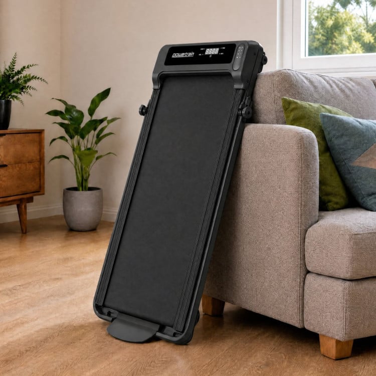 Powertrain K300 Black Foldable 2-in-1 Under Desk Walking Pad Treadmill 1.5HP 10km/h Incline Home Running Machine image 14
