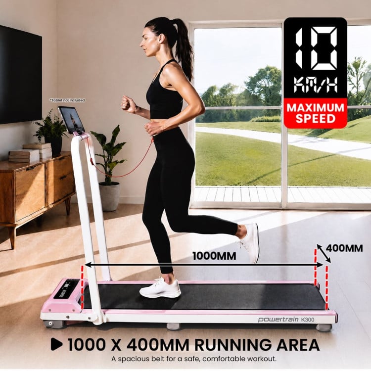 Powertrain K300 Pink Foldable 2-in-1 Under Desk Walking Pad Treadmill 1.5HP 10km/h Incline Home Running Machine image 7