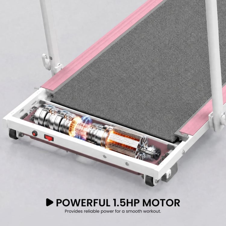 Powertrain K300 Pink Foldable 2-in-1 Under Desk Walking Pad Treadmill 1.5HP 10km/h Incline Home Running Machine image 9