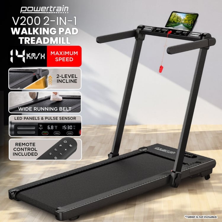 Powertrain V200 3.0HP 2-in-1 Foldable Electric Walking Pad 14kph Under Desk Running Machine Home Gym image 3