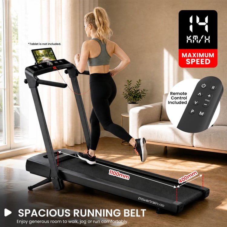 Powertrain V300 3.0HP Foldable 2-in-1 Walking Pad Treadmill with Auto Incline 14km/h Under Desk Running Machine image 5