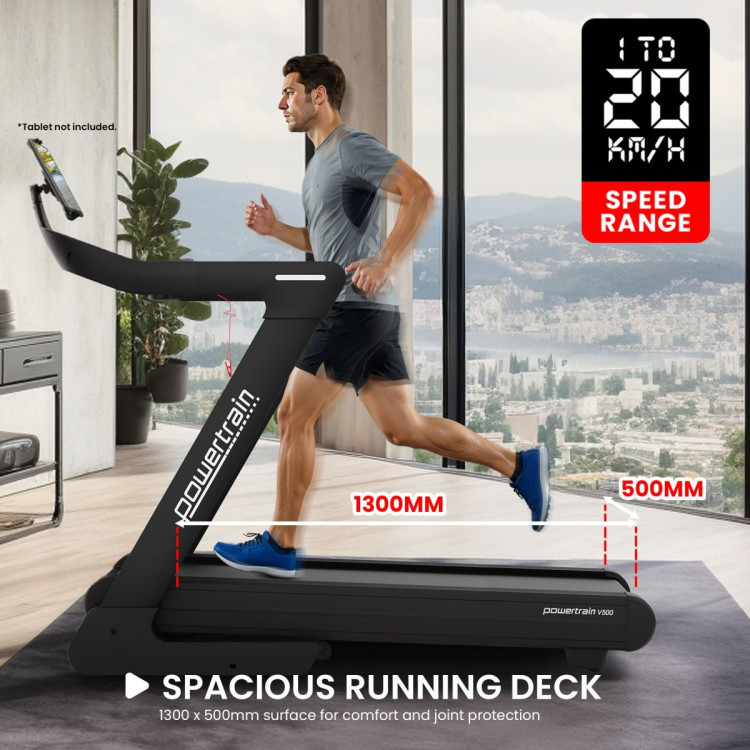 Powertrain V500 3HP Foldable Treadmill with Automatic Incline & Bluetooth Cardio Exercise image 12