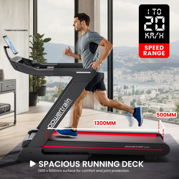Powertrain V500 3HP Foldable Treadmill Electric Running Machine 20kmph Auto Incline Bluetooth Home Gym Cardio 130kg image 14