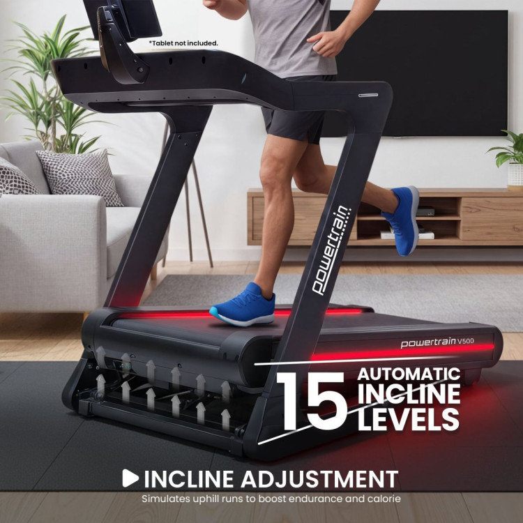 Powertrain V500 3HP Foldable Treadmill Electric Running Machine 20kmph Auto Incline Bluetooth Home Gym Cardio 130kg image 16