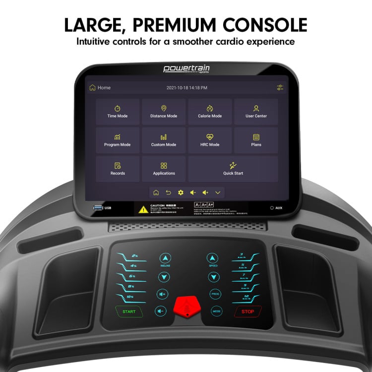 Powertrain V1100 Treadmill with Wifi Touch Screen & Incline image 3