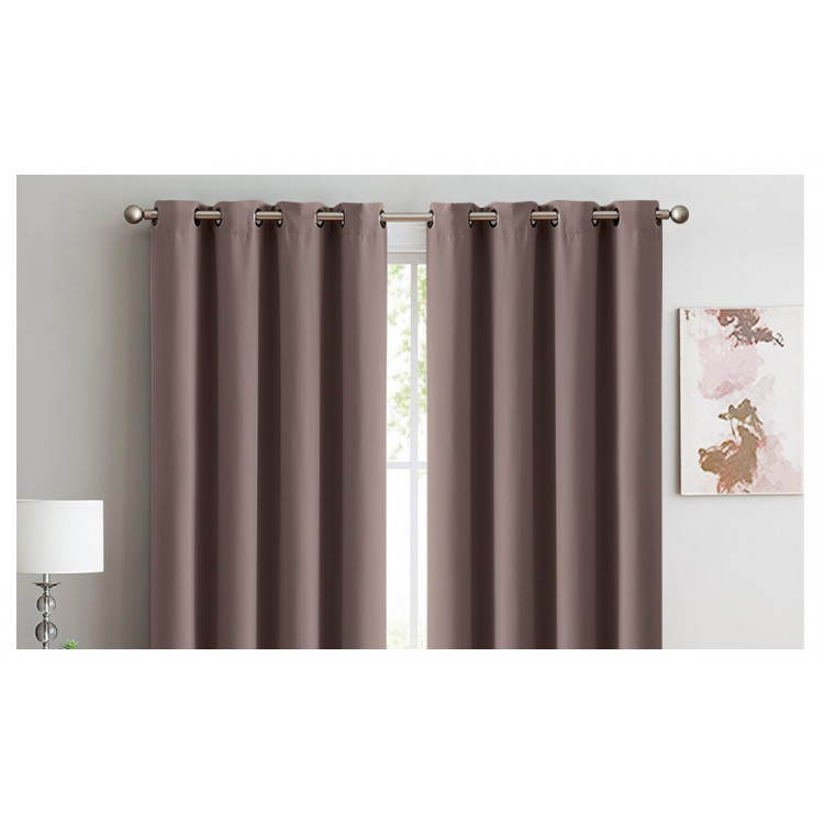 2x 100% Blockout Curtains Panels 3 Layers Eyelet Taupe 180x230cm