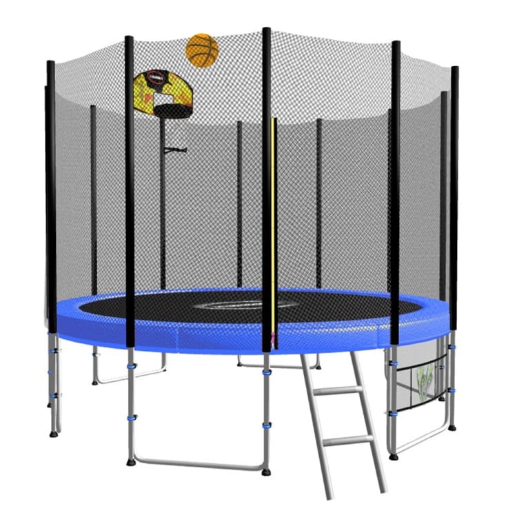 Kahuna Blizzard 10 ft Trampoline with Basketball Set Blue