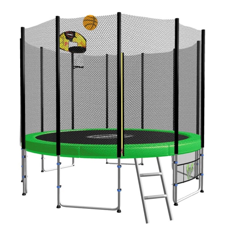 Kahuna Blizzard 10 ft Trampoline with Basketball Set Green