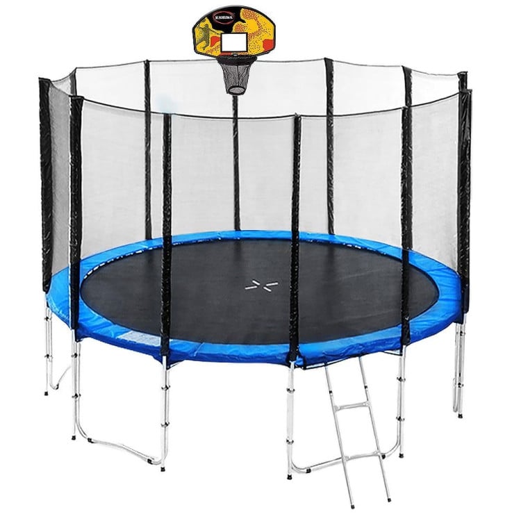 Kahuna Blizzard 14 ft Trampoline with Basketball Set -  Blue