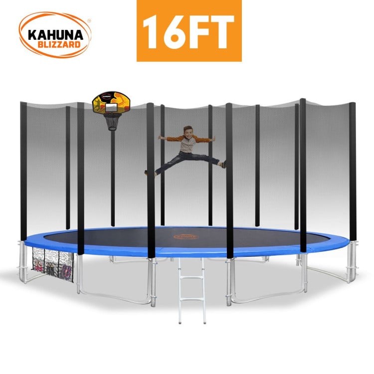 Kahuna Blizzard 16 ft Trampoline with Basketball Blue image 3