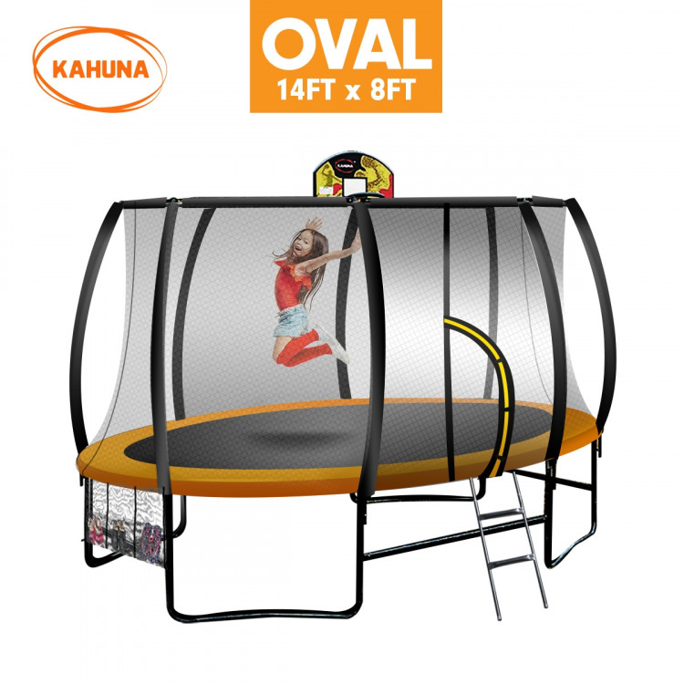 Kahuna Trampoline 8 ft x 14ft Oval Outdoor - Orange image 2