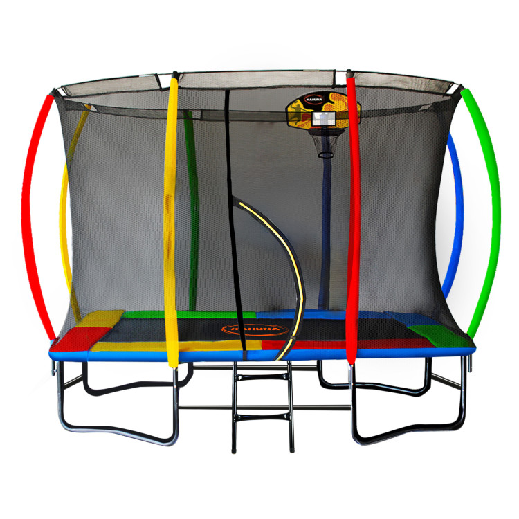 Kahuna Trampoline 8 ft x 11 ft Outdoor Rectangular Rainbow with BB Set