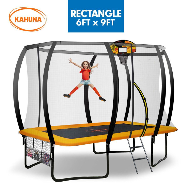Kahuna 6 ft x 9 ft Rectangular Outdoor Trampoline - Orange