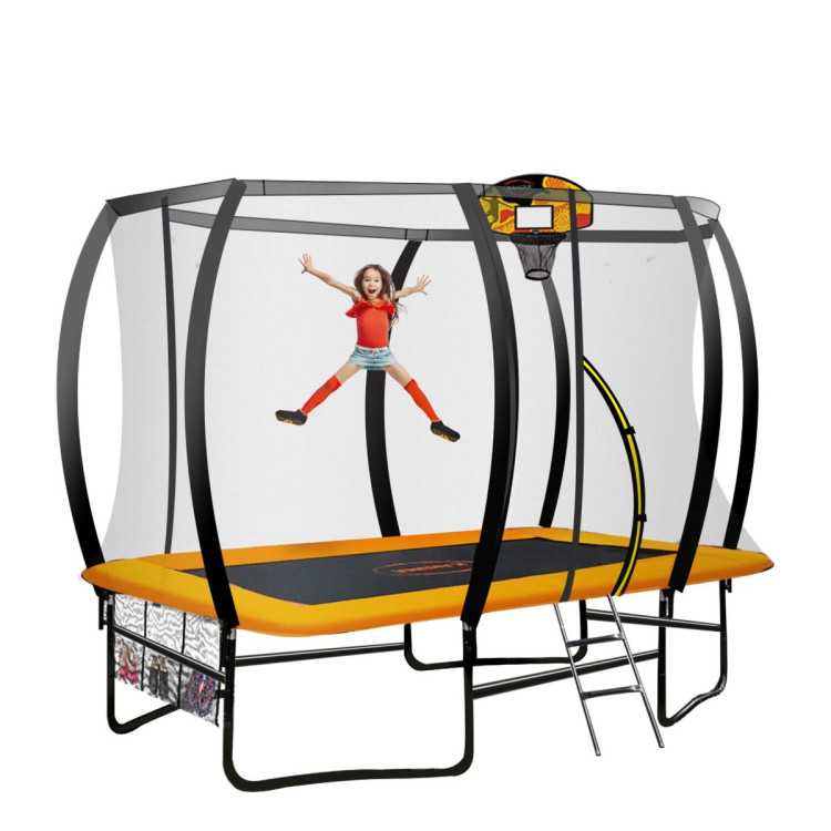 Kahuna 6 ft x 9 ft Rectangular Outdoor Trampoline with LED Basketball Set - Orange image 5