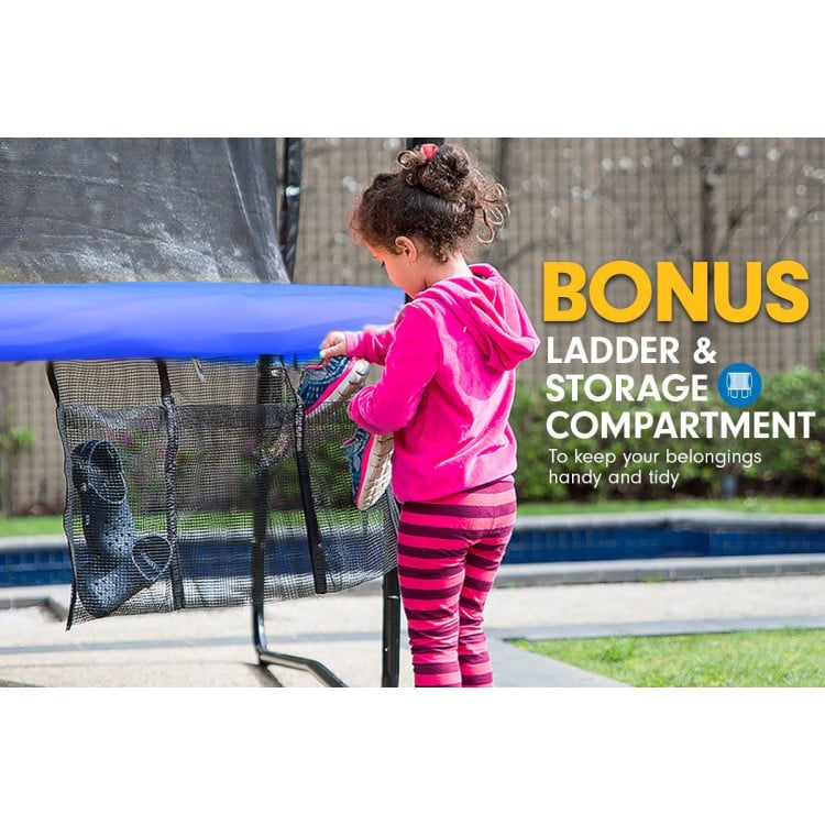 Kahuna Trampoline 14 ft with Basketball Set and Roof - Blue image 5