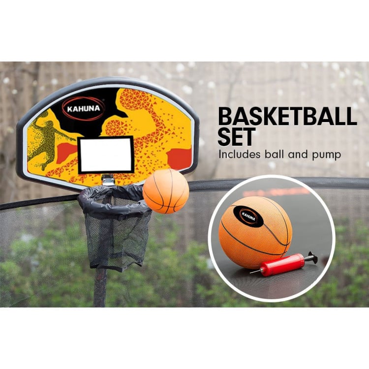 Kahuna Trampoline 12 ft with Basketball Set and Roof - Blue image 5