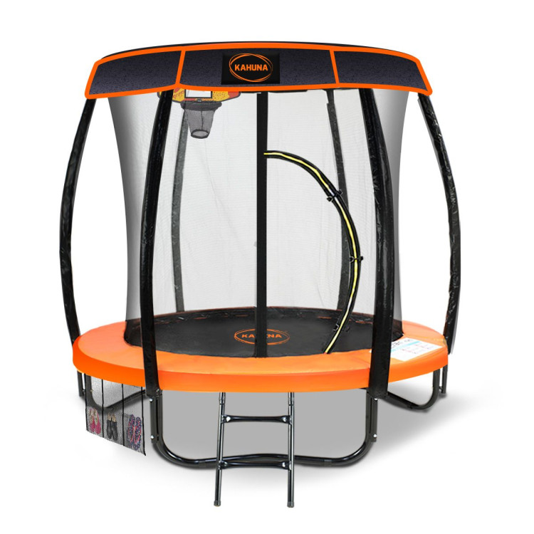 Kahuna Trampoline 6 ft with Basketball Set & Roof Cover - Orange image 3