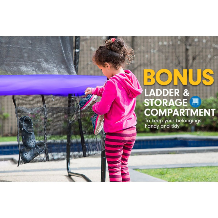 Kahuna Trampoline 8 ft with Basketball Set and Roof - Purple image 9