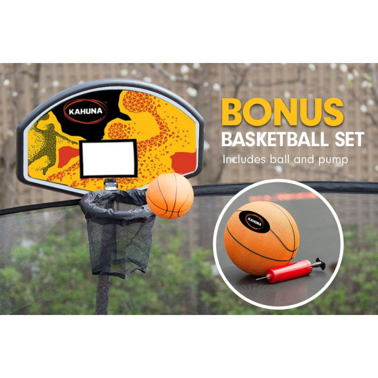 Kahuna Trampoline 10 ft with Basketball Set and Roof - Purple image 5