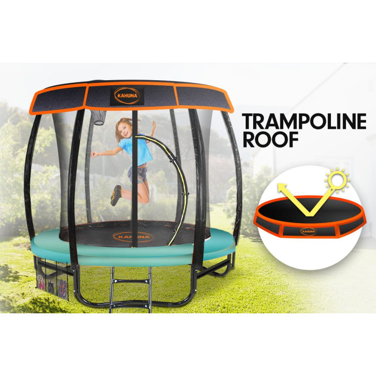 Kahuna Trampoline 8 ft with Basketball Set and Roof - Green image 5