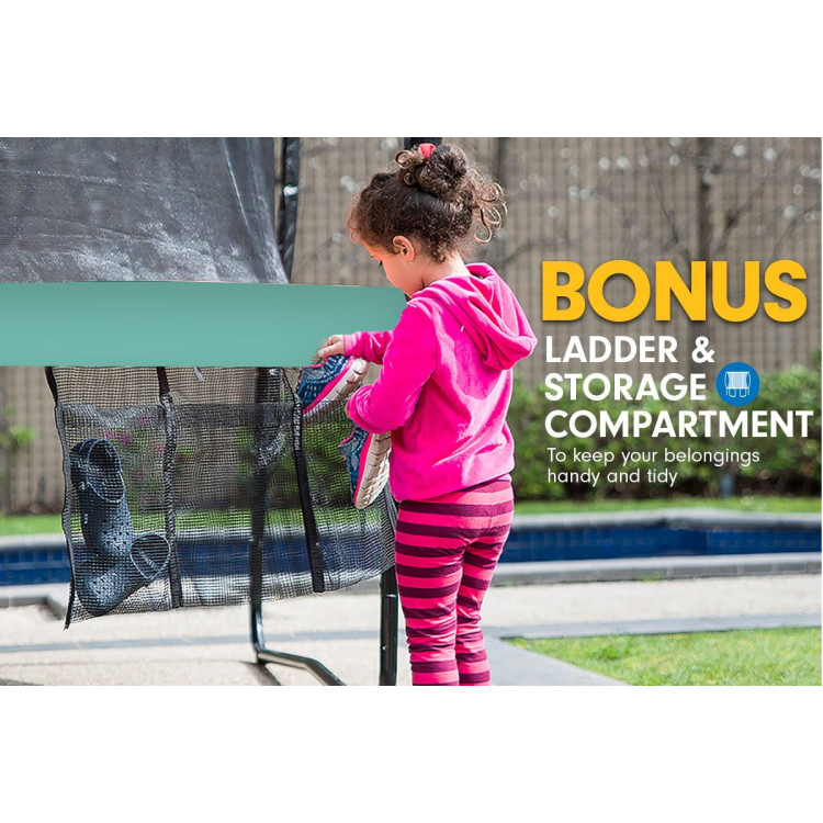 Kahuna Trampoline 10 ft with Basketball Set and Roof - Green image 7