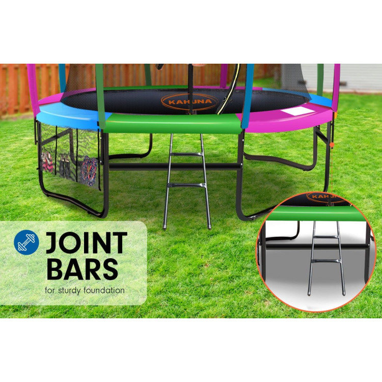 Kahuna Trampoline 10 ft with Basketball Set and Roof - Rainbow image 8
