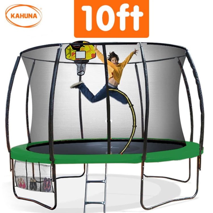 Kahuna Trampoline 10 ft with Basketball Set - Green image 3