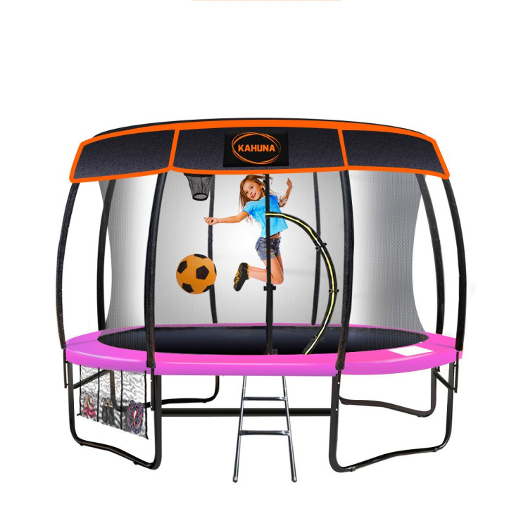 Kahuna Trampoline 10 ft with Basketball Set and Roof - Pink image 3