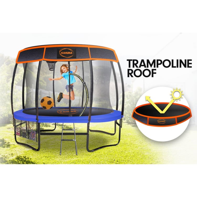 Kahuna Trampoline 12 ft with Basketball Set and Roof - Blue image 10