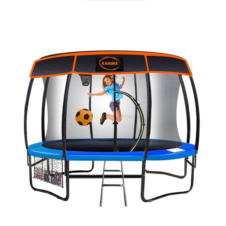 Kahuna Trampoline 12 ft with Basketball Set and Roof - Blue image 3