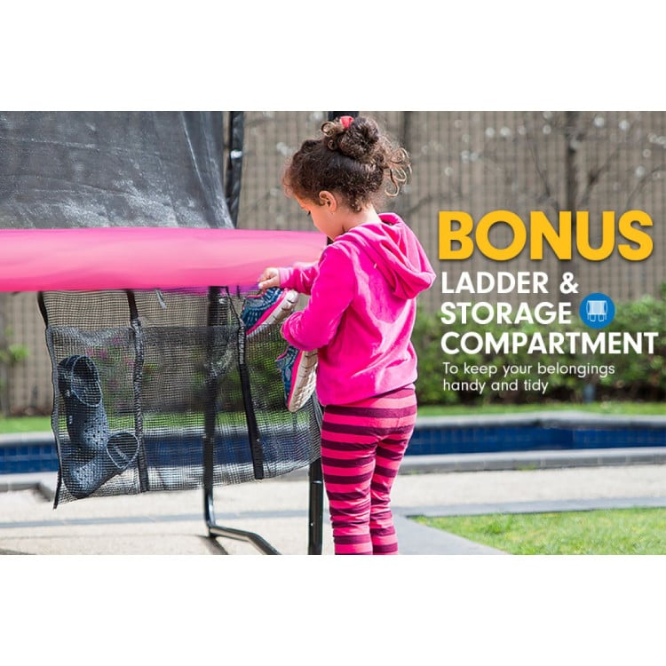 Kahuna Trampoline 8 ft with Basketball Set and Roof - Pink image 8