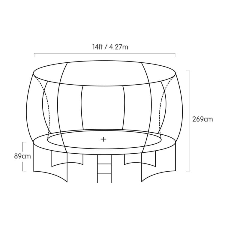 Kahuna Trampoline 14 ft with Basketball Set and Roof - Rainbow image 8