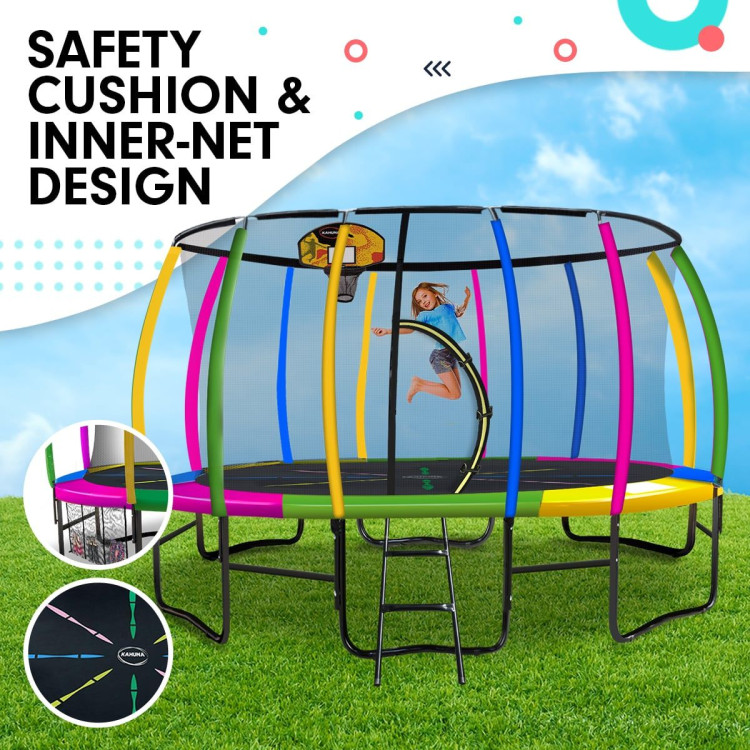 Kahuna Trampoline 16ft with Basketball Set - Rainbow image 5