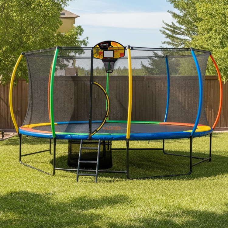Kahuna 10 ft x 15 ft Oval Trampoline with Reversible Pad and Basketball Set image 16